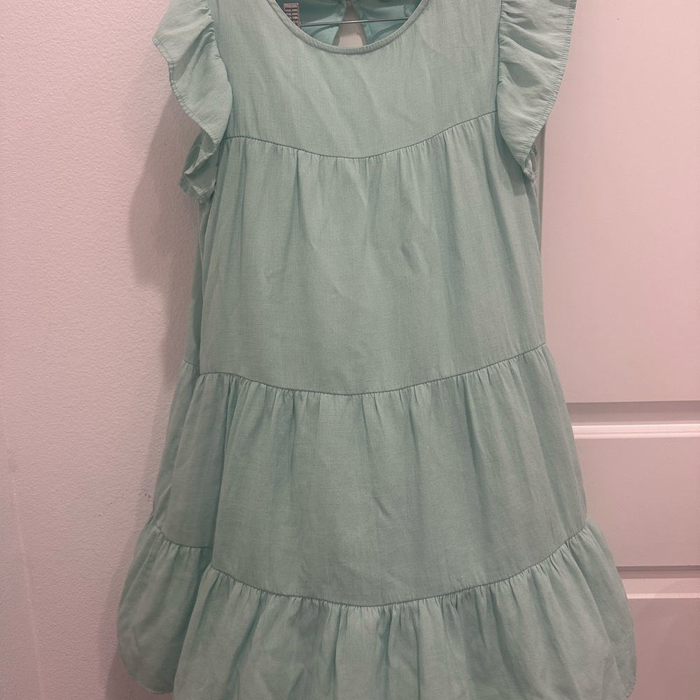 Mint Green Ruffle Sleeve Dress - Picture 3 of 3